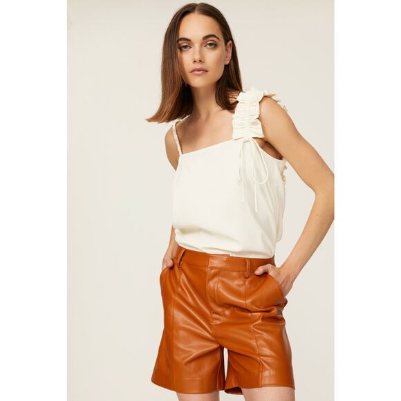 Jason Wu Pants - Jason Wu Collection Brown Vegan Faux Leather High Rise Shorts Size 4